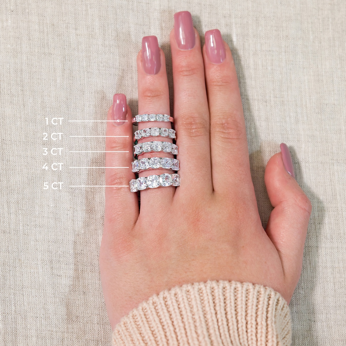 Additional Image 1 for  4 ctw Cushion Lab Grown Diamond Five-Stone Anniversary Band